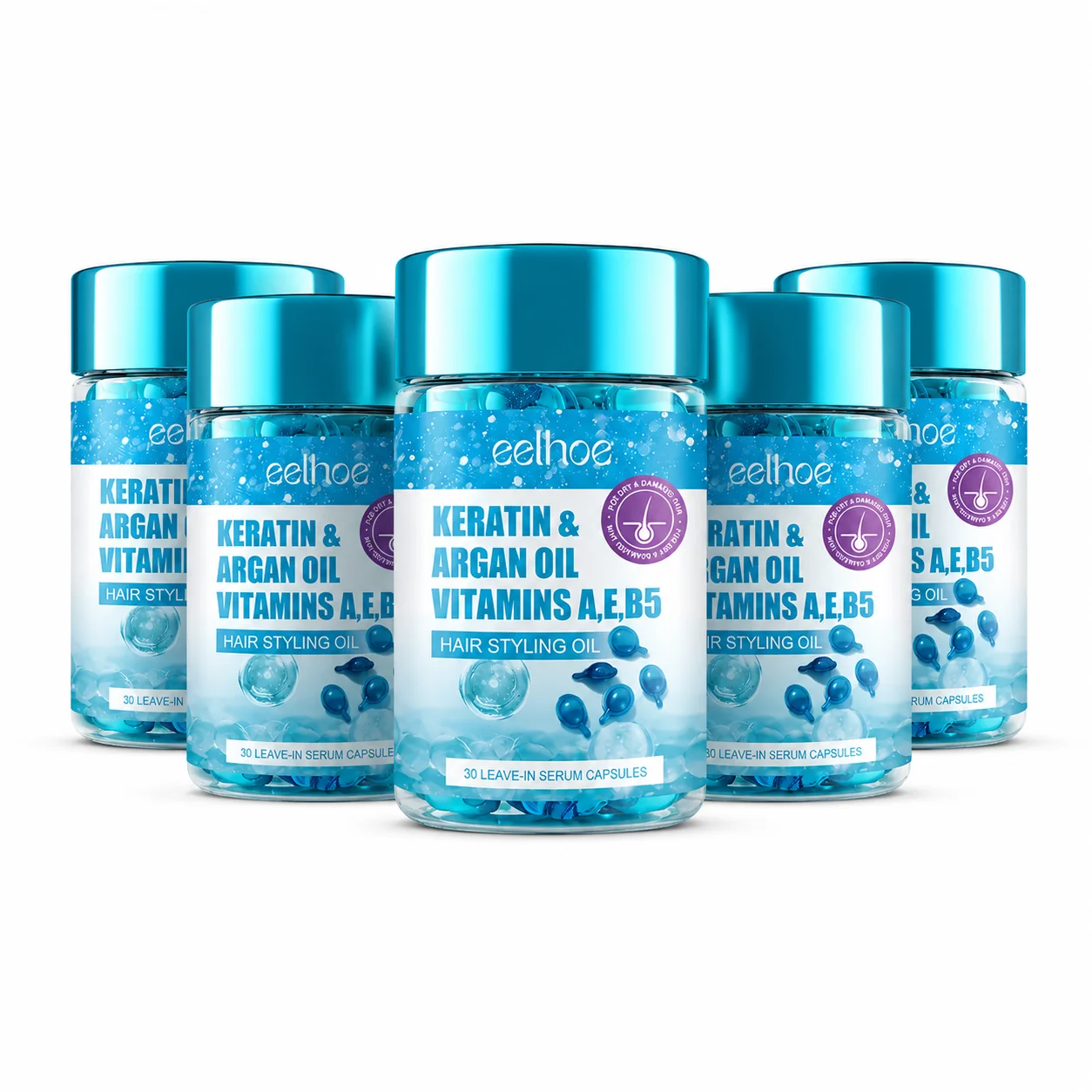 5 Bottles of Hair Repair Serum Capsules