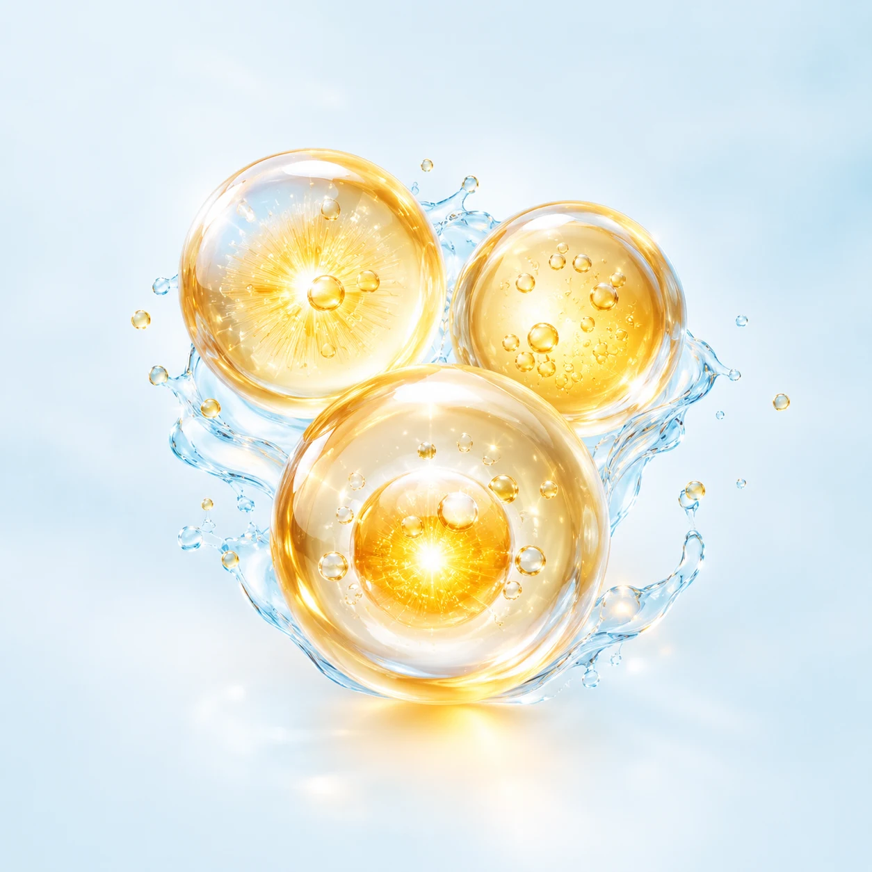 Golden vitamin droplets